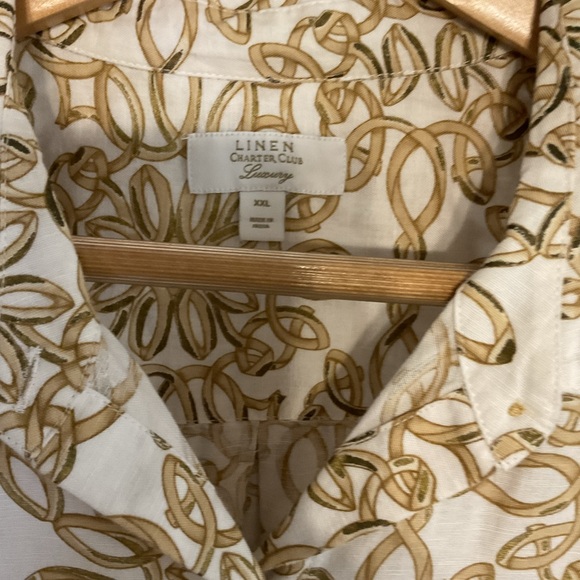 Charter Club Luxury Linen Shirt with Gold Pattern size XXL - Picture 3 of 10